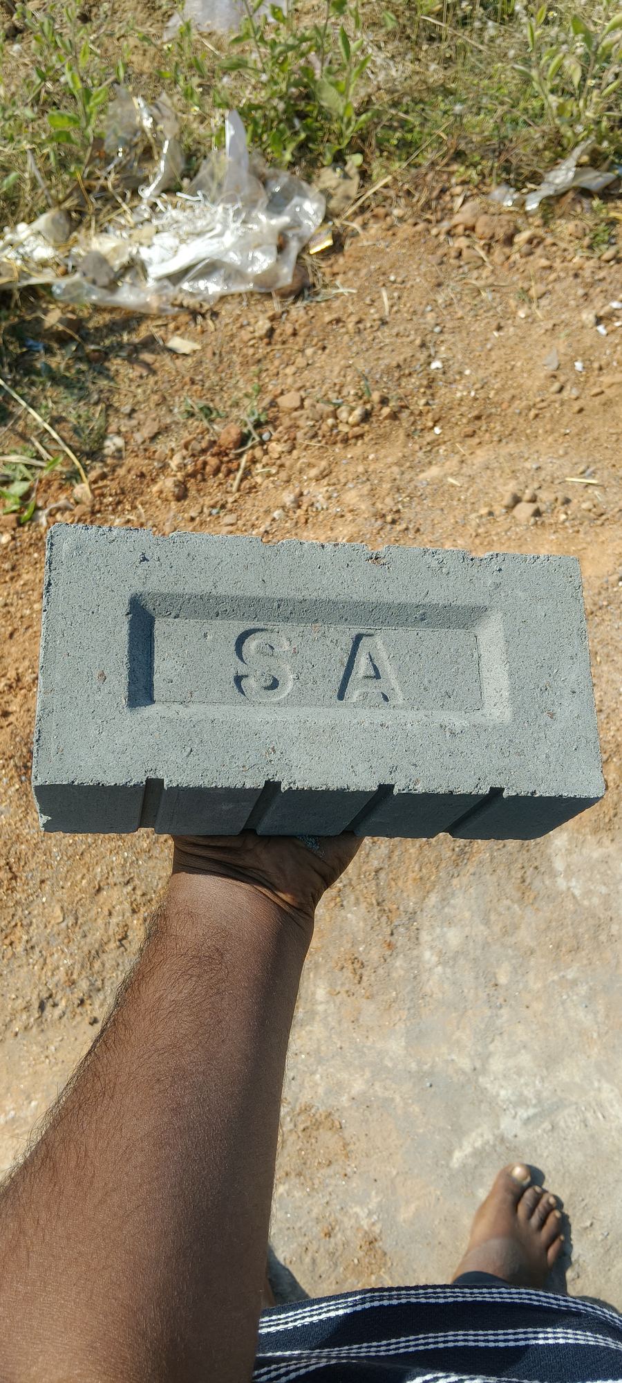 Close view of stacked SA Bricks